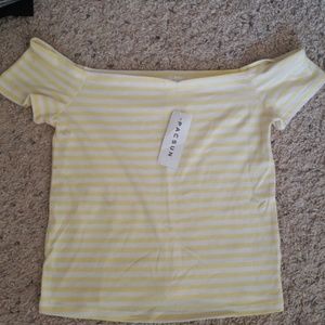 Brand new Pacsun XS stripped yellow and white top